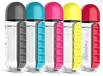 2-in-1 Medicine Organizer with Water Bottle – 7 Days Pill Box