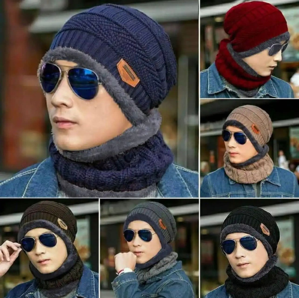 Wool Cap With Neck Warmer | Beanie And Scarf Set With Fleece Mask