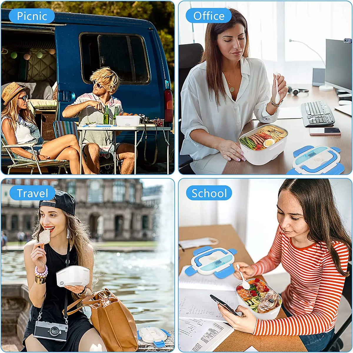 Waterproof Portable Electric Heating Lunch Box for Car & Office