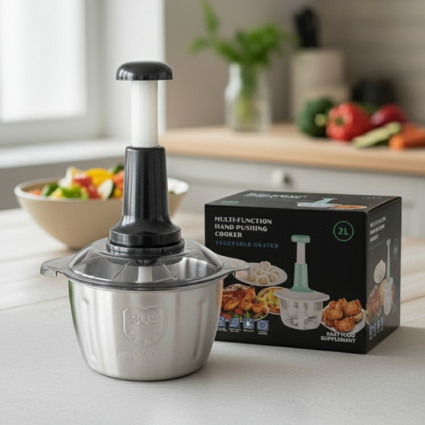 Multi-Function Hand-Pushing Vegetable Grater And Food Processor