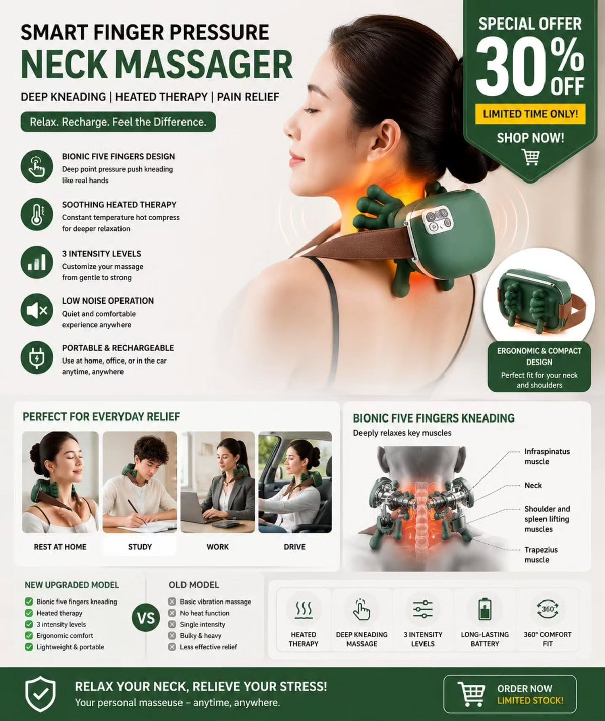 Bionic Neck & Shoulder Massager – Finger Pressure Massage