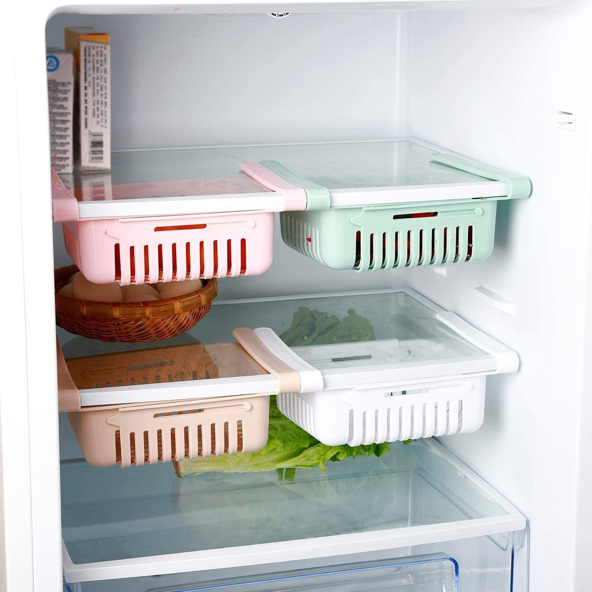 Adjustable Storage Basket For Fridge | Plastic Basket | Stretchable Food Organizer
