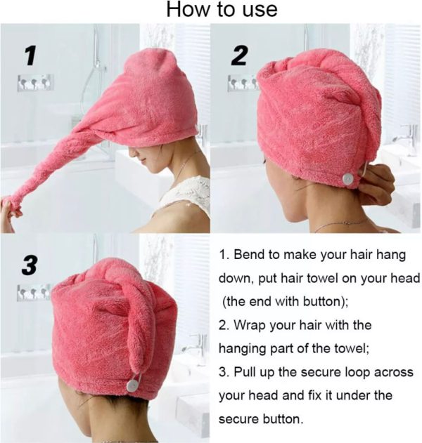 Hair Drying Towel Cap – Quick Dry, Soft & Absorbent Turban Wrap for Women