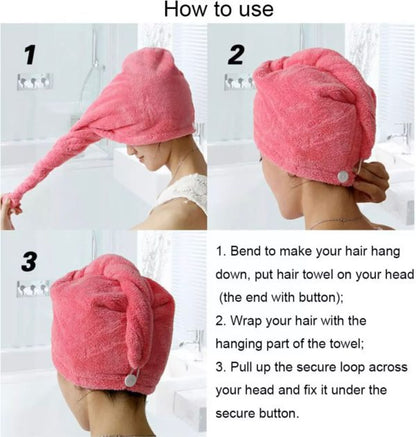 Hair Drying Towel Cap – Quick Dry, Soft & Absorbent Turban Wrap for Women