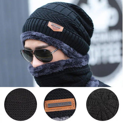 Wool Cap With Neck Warmer | Beanie And Scarf Set With Fleece Mask