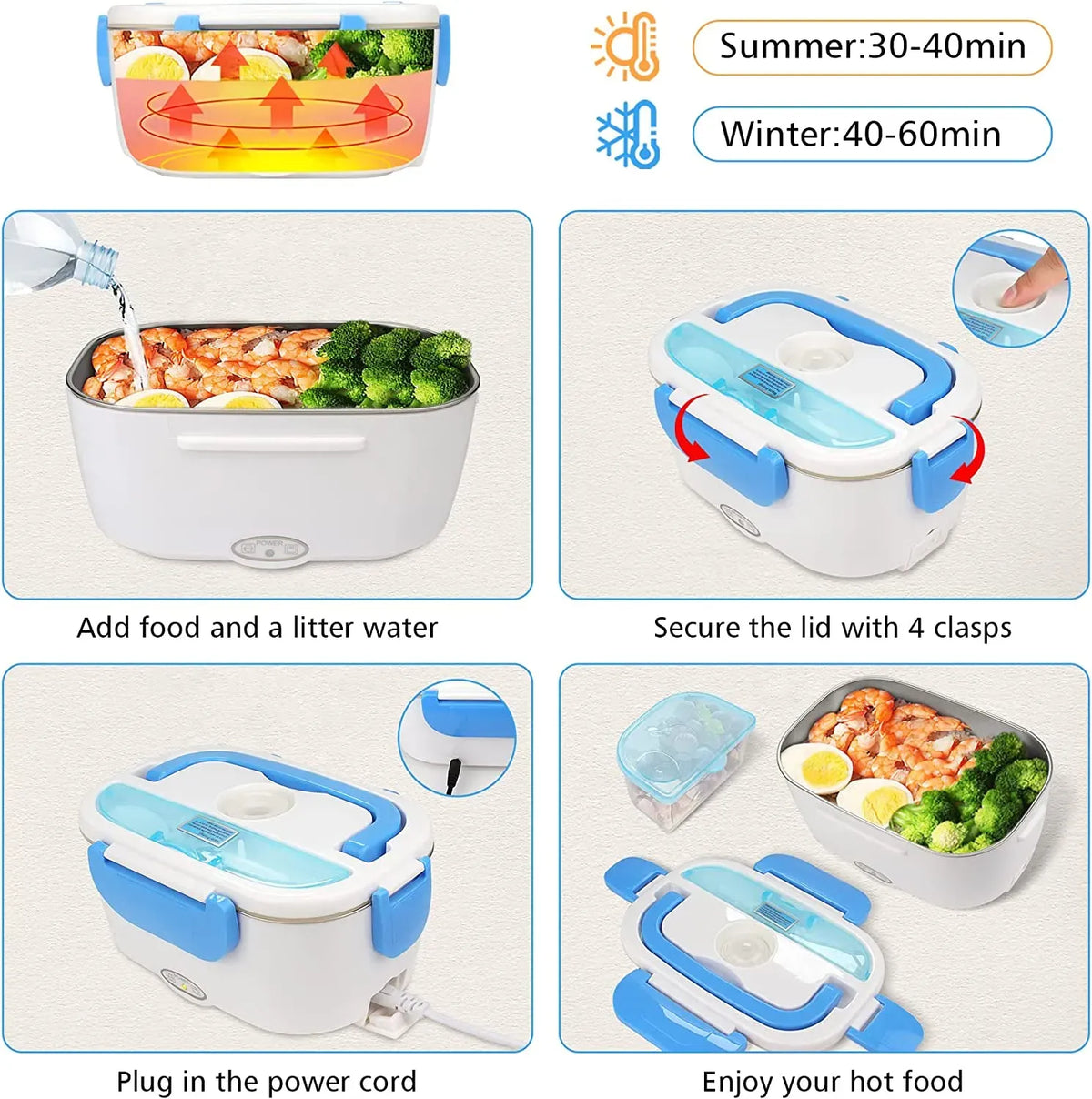 Waterproof Portable Electric Heating Lunch Box for Car & Office