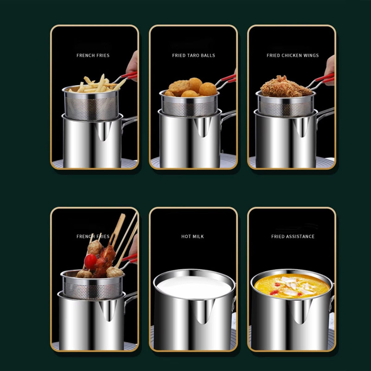 Stainless Steel Deep Fryer Pot with Strainer