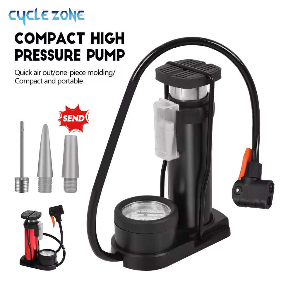 Foot And Hand Air Pump With Air Pressure Gauge