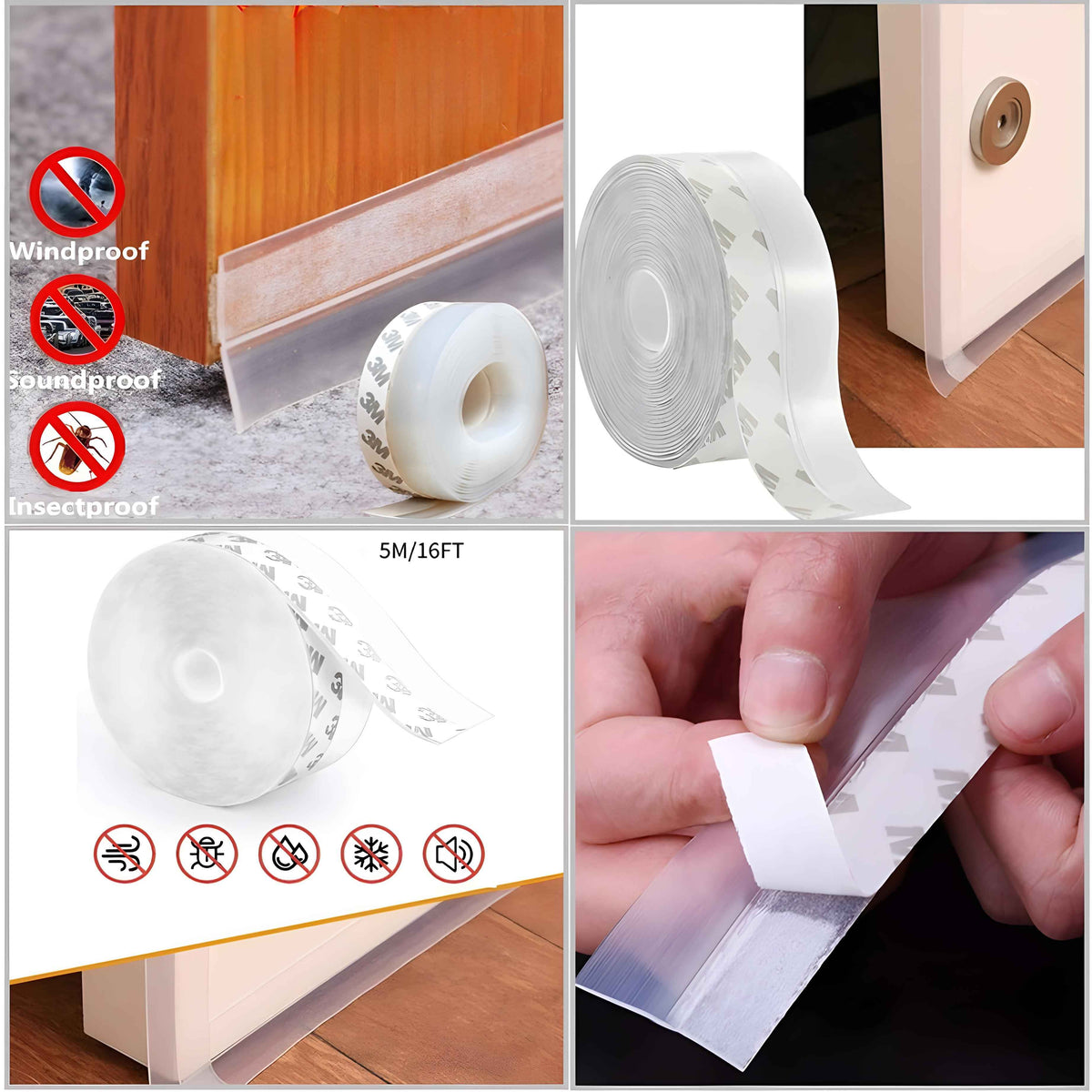 Silicone Door Draft Stopper & Window Seal Strip | Weatherproof,